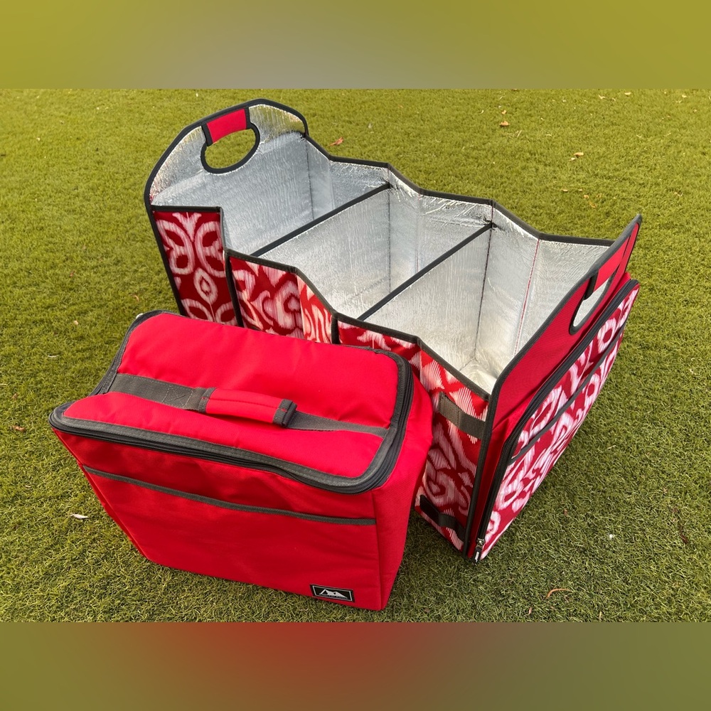 Red and White Insulated Tote and Organizer